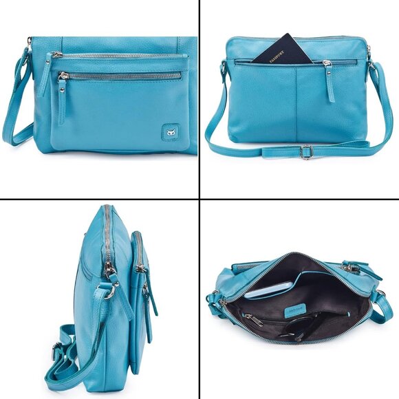 Women Air Blue Imported Leather Polyester Crossbody Sling Shoulder Crossover Bag - Picture 6 of 6